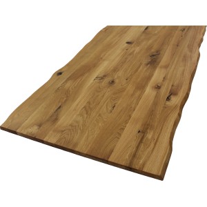 Geölte Rettenmeier Tischplatte aus Wildeiche mit Baumkante, 200x100 cm, für individuelle Möbelgestaltung.