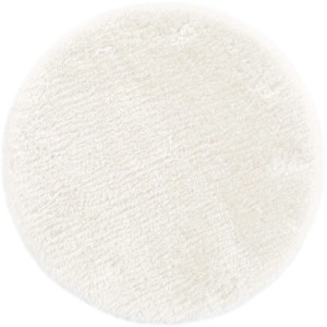 Rundes, weißes Sitzkissen aus Kunstfell (Lambskin), 40x40 cm. Gemütliches Stuhlkissen für Wohnraum.