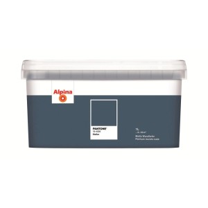 Alpina Innenfarbe Pantone Stellar 1L, mattes Dunkelblau. Hochdeckende Wandfarbe für Innenräume.