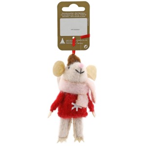 Weihnachtsdekoration Maus aus Filz Rot-Rosa