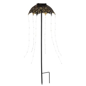 Globo Solarleuchte Regenschirm, schwarz matt, 65cm hoch. Dekorative Außenleuchte mit LEDs.