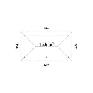 Grundriss Palmako Pavillon Bianca Set 107, braun tauchgrundiert, 588x300 cm, FSC®-zertifiziert.