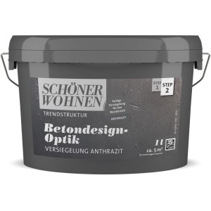 Schöner Wohnen Betondesign-Optik Versiegelung Anthrazit, Eimer. Für fugenlose Beton-Optik im Innenbereich.