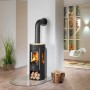 Justus Kaminofen Mino Trios 2.0, Stahl schwarz mit Sandstein Holzoptik, 5 kW, Energieeffizienzklasse A+