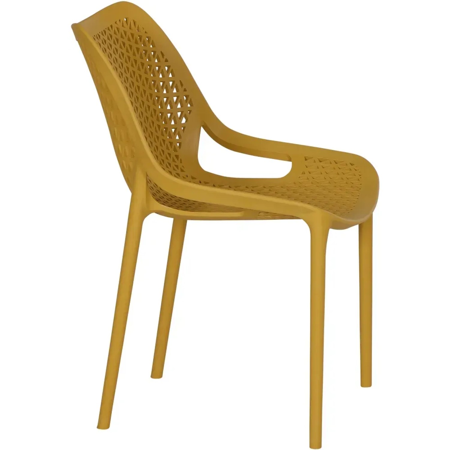 Siena Garden Stapelsessel District in Senfgelb, Gartenstuhl mit Armlehne und Muster.