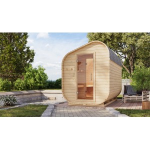 Karibu Fasssauna Asymmetrisch 3 Naturbelassen