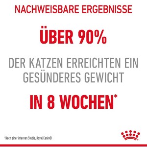 Erfolgsnachweis: Über 90% der Katzen erreichten mit diesem Katzen-Trockenfutter in 8 Wochen ein gesünderes Gewicht.
