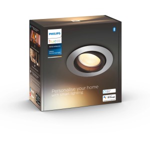 Verpackung des Philips Hue LED-Einbauspots Milliskin White Ambiance, Aluminium, 250 lm.
