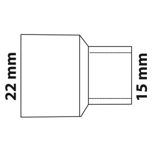 Kirchhoff Reduziernippel, 22 mm x 15 mm, blanke Kupfer-Lötverbindung für Sanitär und Heizung.