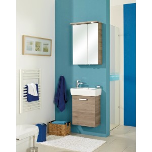 Pelipal Handwaschbecken Quickset 313, 50 cm, eckig, mit Ablage rechts in Weiß im Badezimmer.