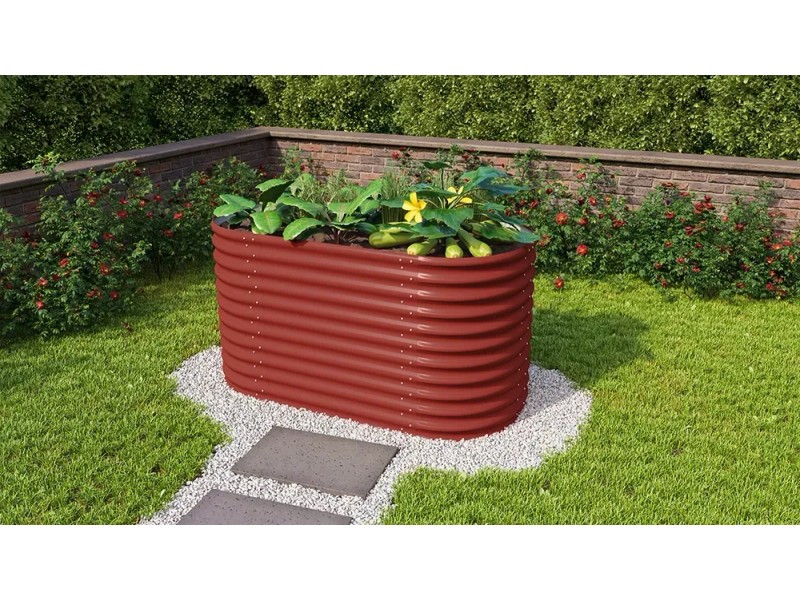 Vitavia Hochbeet Vita 858 Rund - 82x86cm In Rubin Rot | Zincalume® Stahl | Ergonomisch Gärtnern