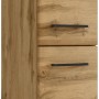 Held Möbel Midischrank Florenz, 30 cm, Wotaneiche, Bad-Hängeschrank mit zwei Schubladen und schwarzen Griffen.