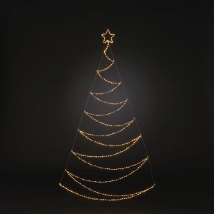 Konstsmide Weihnachtsbaum aus Metall mit 420 bernsteinfarbenen LEDs und Stern, ideal für festliche Innenbeleuchtung.