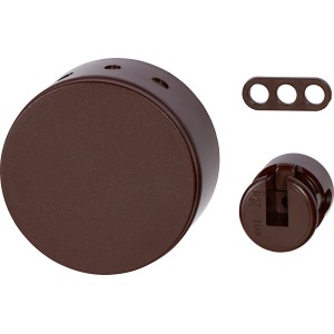 Braunes Verteilerbaldachin-Set (Ø 70mm) für Lampeninstallation mit Zugentlastung.