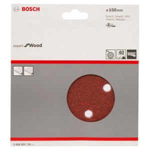 Bosch Schleifblatt Expert for Wood K40, Ø 150 mm, für Holz und Farbe.