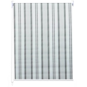 Grau-weiß gestreiftes Rollo 80x230cm mit Kettenzug für Fenster.