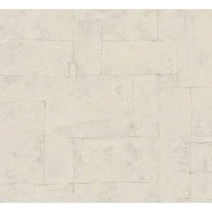 Beige Vliestapete mit grafischem Muster von Marburg Papis Loveday, geeignet für Wohn- und Schlafzimmer.