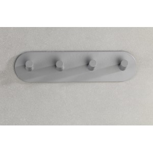 Wenko Hakenleiste Piceno Quadro Grau Matt mit 4 Haken zur Wandmontage.