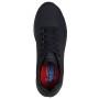 Schwarzer Skechers Herren Arbeitsschuh Sutal Uno SR, Draufsicht. Mit Schnürung, perforiertem Obermaterial und Memory Foam Einlegesohle.