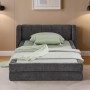 okwish Einzelbett 90x200cm mit Rückenlehne Chenille Kinderzimmer Grau ohne Matratze_3