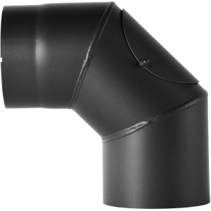 Bertrams Bogen für Ofen 90 ° geschweißt mit Tür 2 mm Schwarz Ø 150 mm