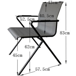 Acamp Alpha Tex Gartenstuhl Set, anthrazit-nero, mit Maßangaben für Sitzhöhe, -tiefe und -breite.