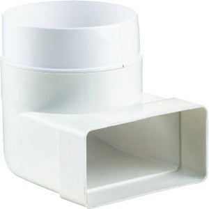 Weißes Umlenkstück System 100 mit Stutzen für Flachkanalsysteme.