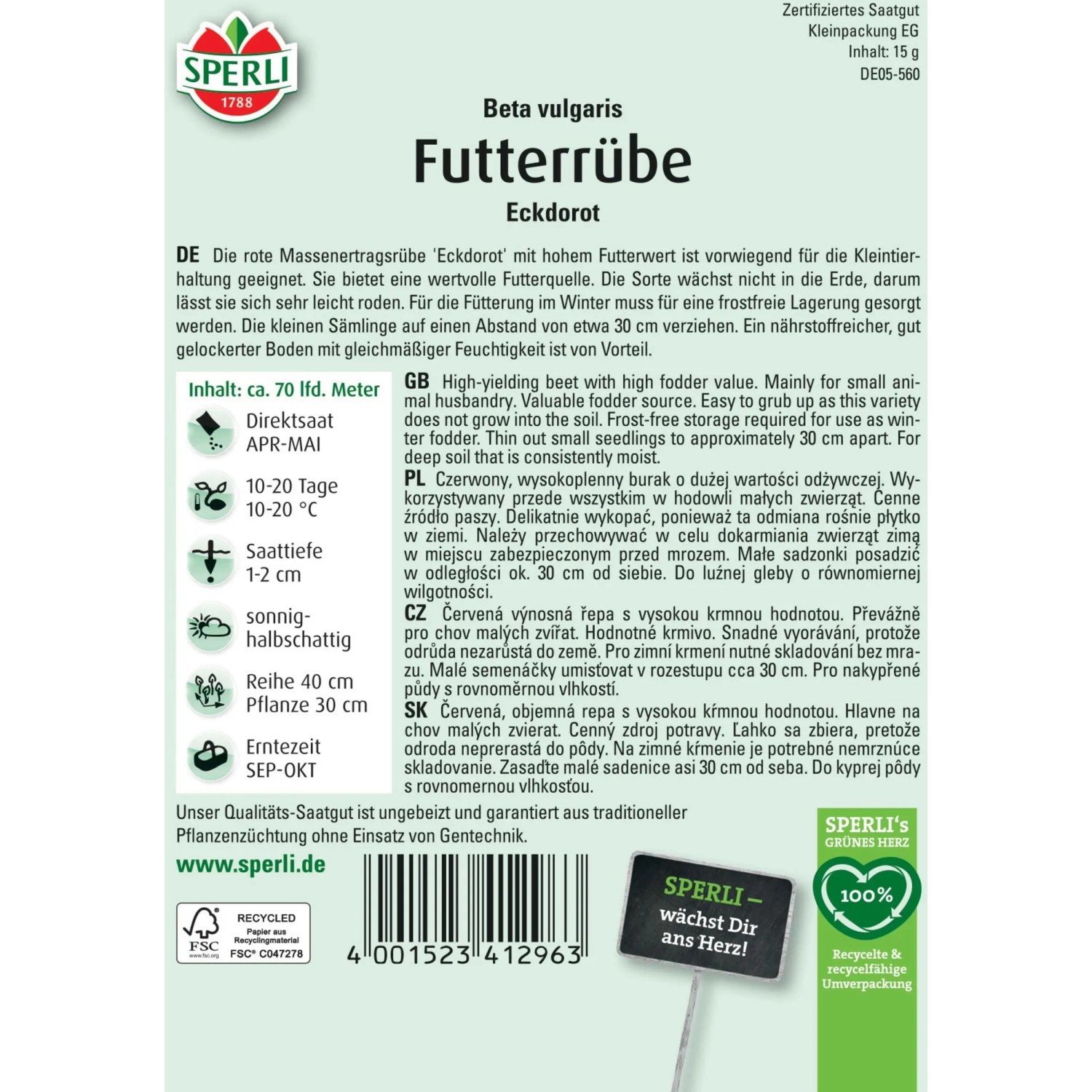 Sperli Saatgut Futterrbe Eckdorot kaufen bei OBI