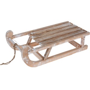 Holzschlitten 50 cm mit LED-Beleuchtung für winterliche Weihnachtsdekoration.