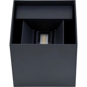 Anthrazitfarbene e2 elektro Außenwandleuchte Big Qube mit Up&Down Lichtaustritt.