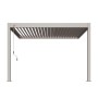 Sandfarbener Weide Deluxe Aluminium Wand Pavillon 3x3,6m mit verstellbarem Lamellendach und Kurbel.