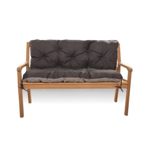 Schwarze, gesteppte Bankauflage für 2-Sitzer Gartenbank. Komfortables Sitzkissen für Outdoor-Möbel auf Terrasse & Balkon.