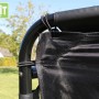 Detailaufnahme: Schwarzes EXIT Coppa Fußballtor mit Trainingswand, Stahlrahmen.
