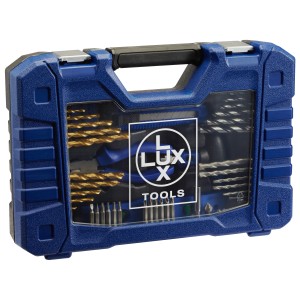 LUX Bohrer-, Bit- und Werkzeug-Set, 101-teilig, im blauen Koffer. Vielfältiges Bohrersortiment für Heimwerker.