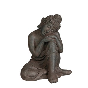 Dunkelgraue, sitzende Buddha-Statue (40 cm) von Mica Decorations für Garten und Innenbereich.