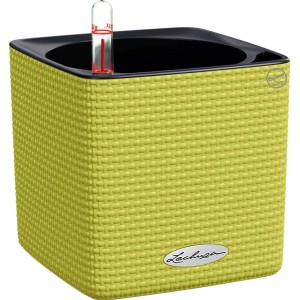 Lechuza Cube Color Pflanzgefäß, 14cm, Limettengrün, mit Bewässerungssystem für Kräutertöpfe.