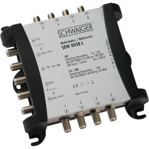 SAT-Multischalter mit 5 Eingängen und 8 Ausgängen für digitale HDTV-Verteilung.