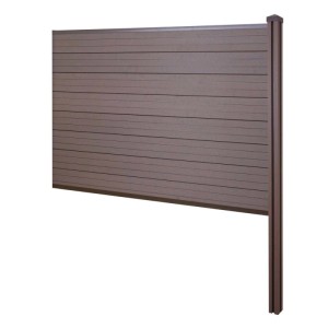 WPC-Sichtschutz Savoie, Erweiterungselement mit Pfosten zum Einbetonieren, 188cm breit.