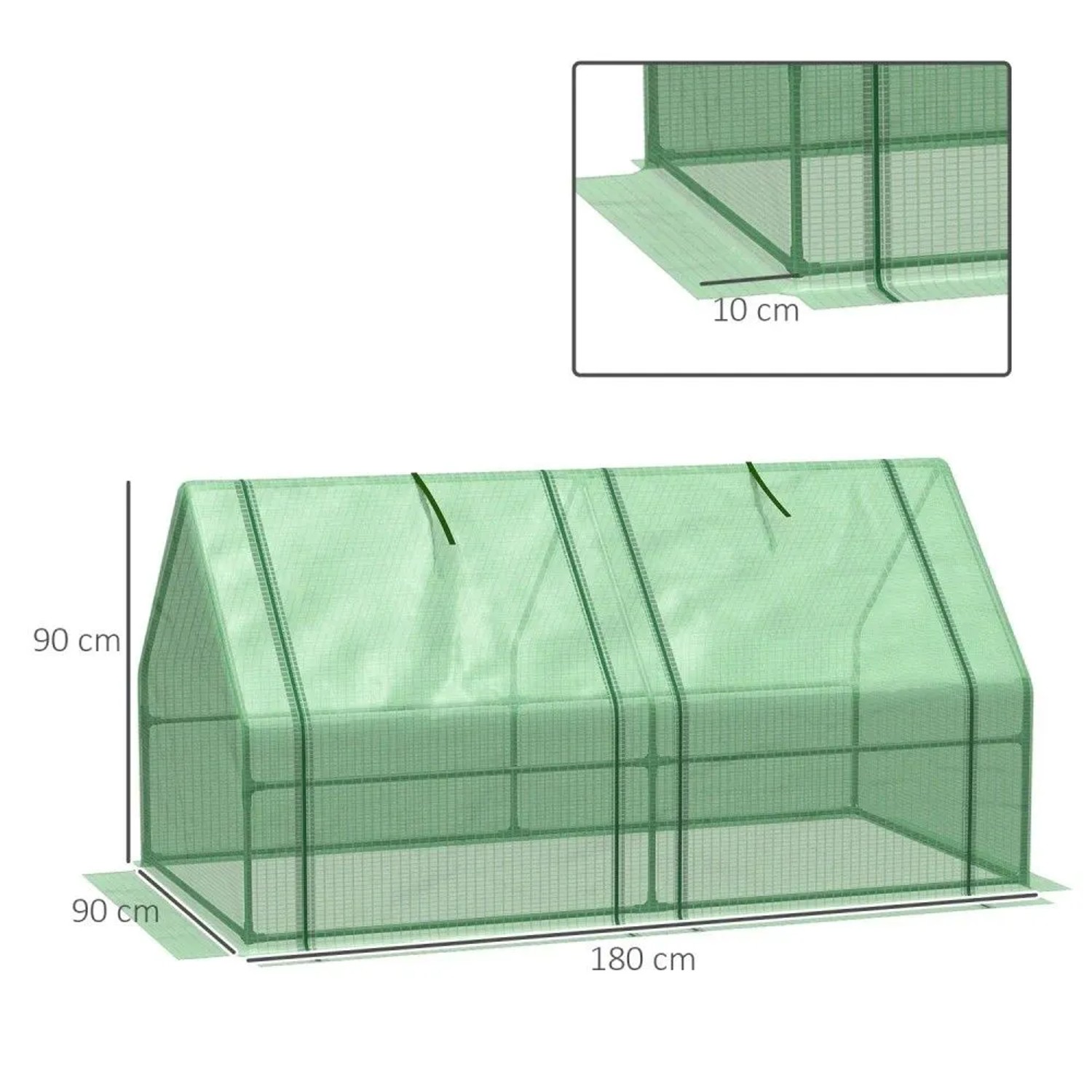 68 Cm Ruler Outsunny Gewächshaus mit 2 Rollfenster aus Stahl 180 x 90 x 90 cm ...