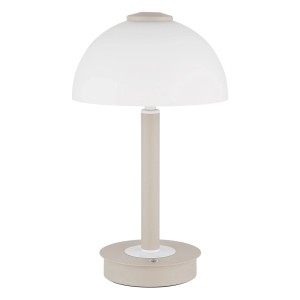 Moderne LED-Tischleuchte Uldin in Sandfarben matt, 18x31,5 cm. Elegante Leuchte für Nachttisch oder Schreibtisch.