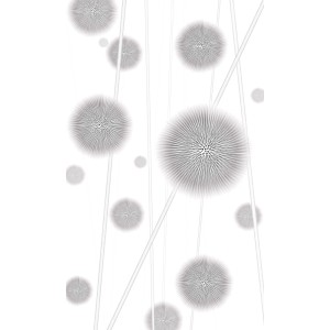 Komar Vlies Fototapete Allium, 150x250cm, mit abstraktem Pusteblumen-Motiv.