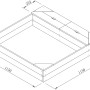 Axi Sandbox Amy, 115x115 cm, aus FSC®-Holz mit Stauraum, technische Zeichnung.