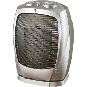 Silberner Keramik-Heizlüfter Tonder mit Oszillation für elektrische Heizgeräte.