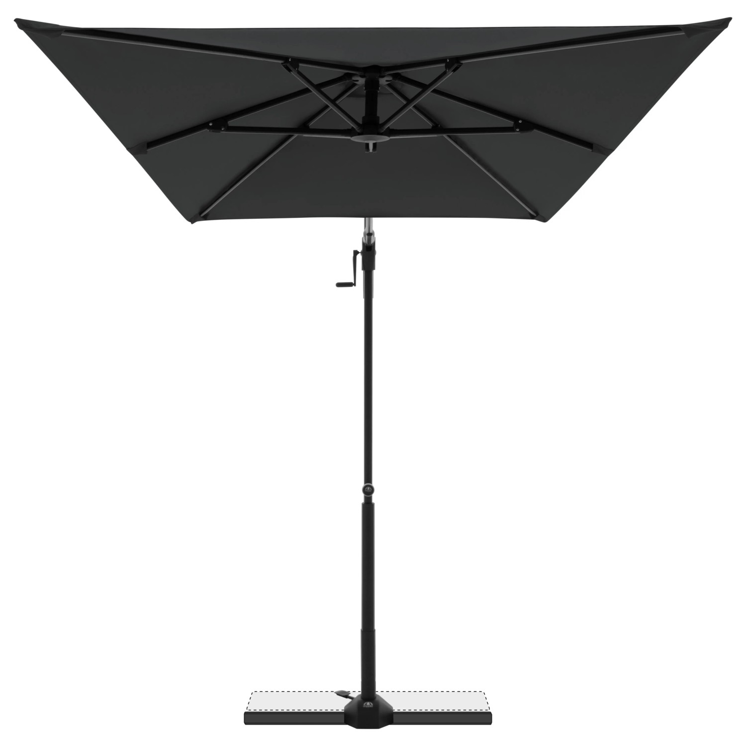 Rechteckiger, anthrazitfarbener Doppler Balkonschirm Active Green Edition, 240x135 cm, mit 6 Streben.