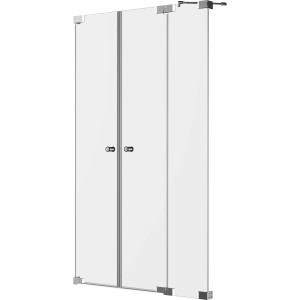 Brava Dusch-Pendeltür, Sonderanfertigung mit Festteil, Chromoptik. Duschtür für Nische.