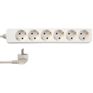 Weiße REV Steckdosenleiste mit 6 Schutzkontakt-Steckplätzen und 3 m Kabel.