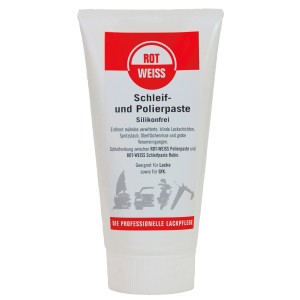 Rotweiss Schleif- und Polierpaste, 150ml Tube zur Lackreparatur und Karosseriepflege.