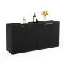 okwish Sideboard mit Wellenform Aufbewahrung Wohnzimmer 150x40x70cm Schwarz_9
