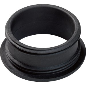 Schwarzer Gewindenippel (Ø 47,8 mm x Ø 40 mm) aus Gummi für Siphondichtungen.