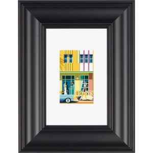 Schwarzer Kunststoff Bilderrahmen, klassisch, 10x15 cm, mit breitem Profil und Normalglas Abdeckung.